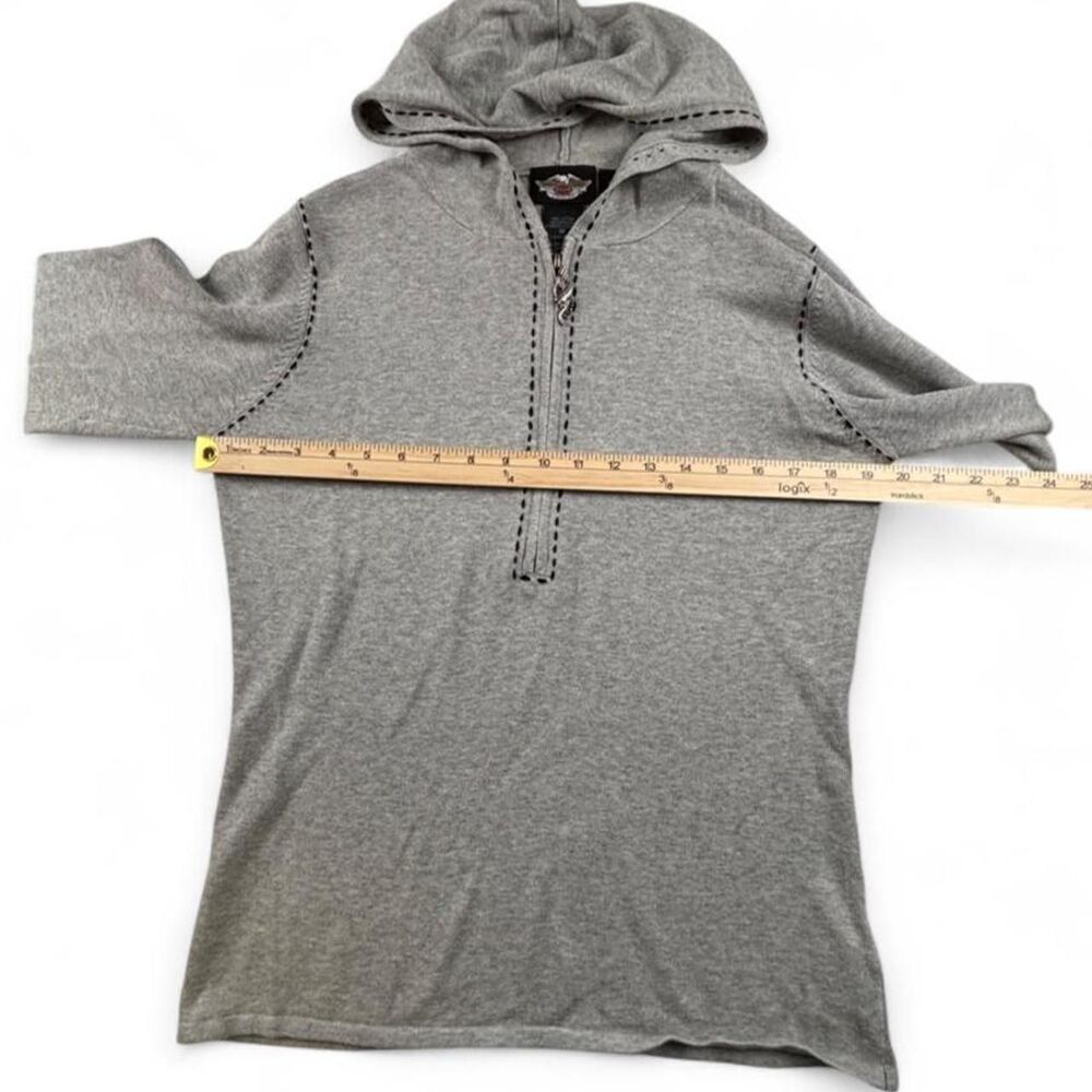 Harley-Davidson Gray Hooded Top Embroidered Sleeve Logo Women’s M - Picture 5 of 7
